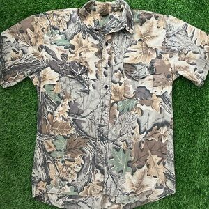 Vintage Camouflage Men's Button Up Shirt Shirt Sz Large